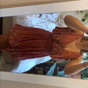 Flowy, Pink, floral beaded Free People dress!